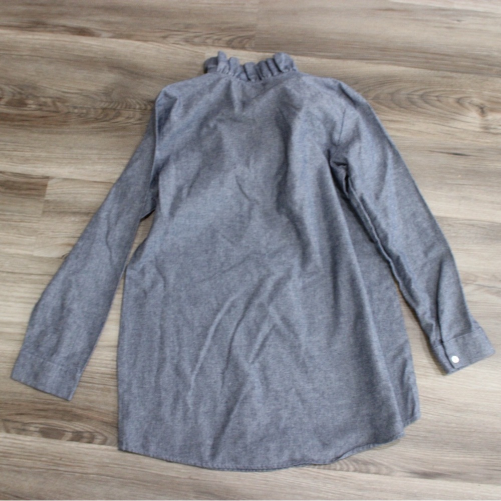 Mud Pie Gray Ruffled Button Down Blouse - image 2